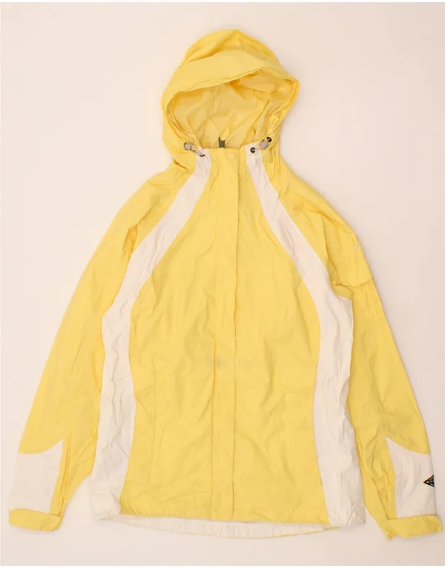 Women's Coats with Fur Trimmed HoodCOLUMBIA Womens Hooded Rain Jacket UK 10 Small Yellow Colourblock