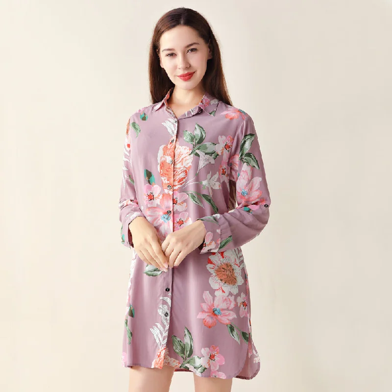 women's pajamas with a sophisticated eleganceMauve Floral Sleepshirt