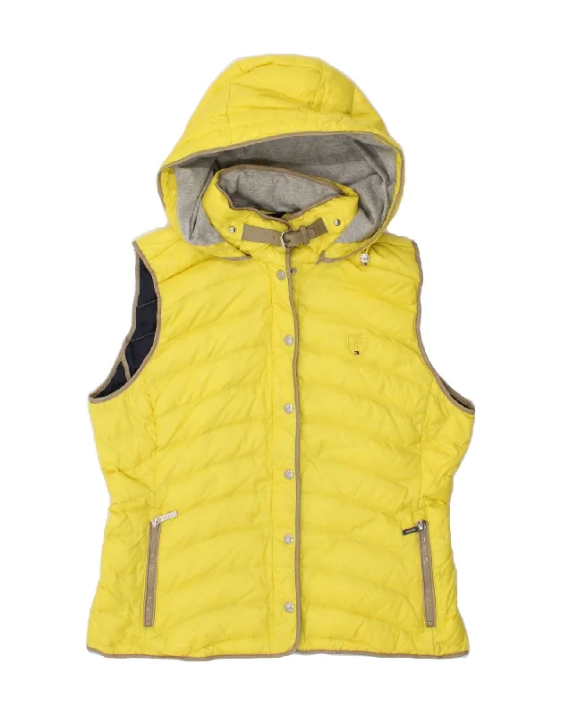 Women's Winter CoatsTOMMY HILFIGER Womens Hooded Padded Gilet UK 16 Large Yellow Polyester