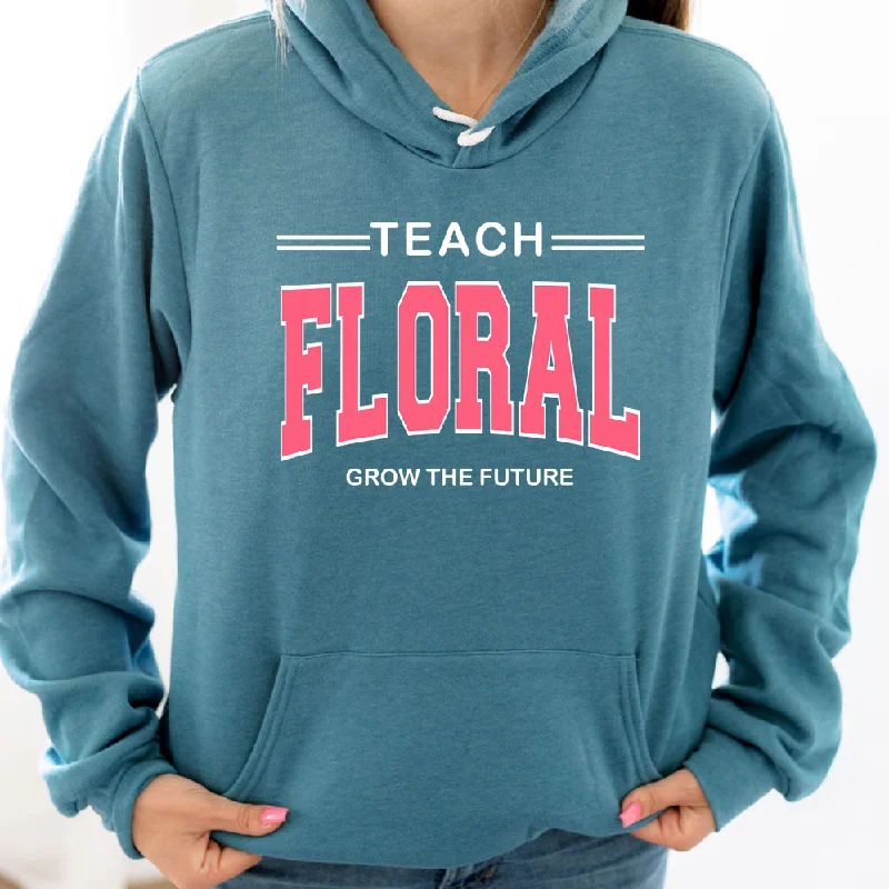 Women's Hooded Sweatshirts with Loose WaistTeach Floral Grow the Future Pink Hoodie (S-3XL) Unisex - Multiple Colors!