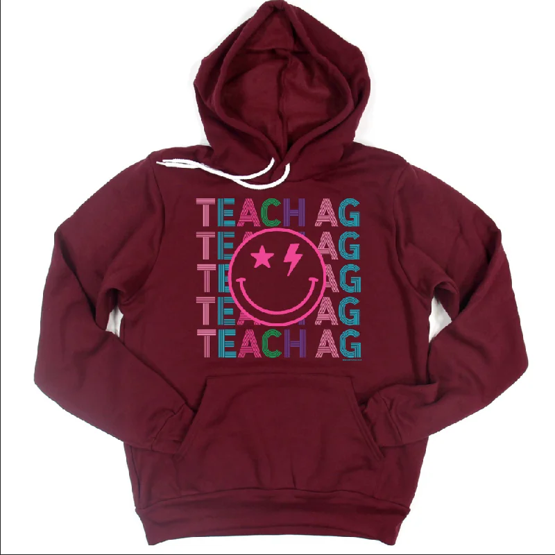 Women's Hooded Sweatshirts with Velvet LiningTeach Ag Line Smile Hoodie (S-3XL) Unisex - Multiple Colors!