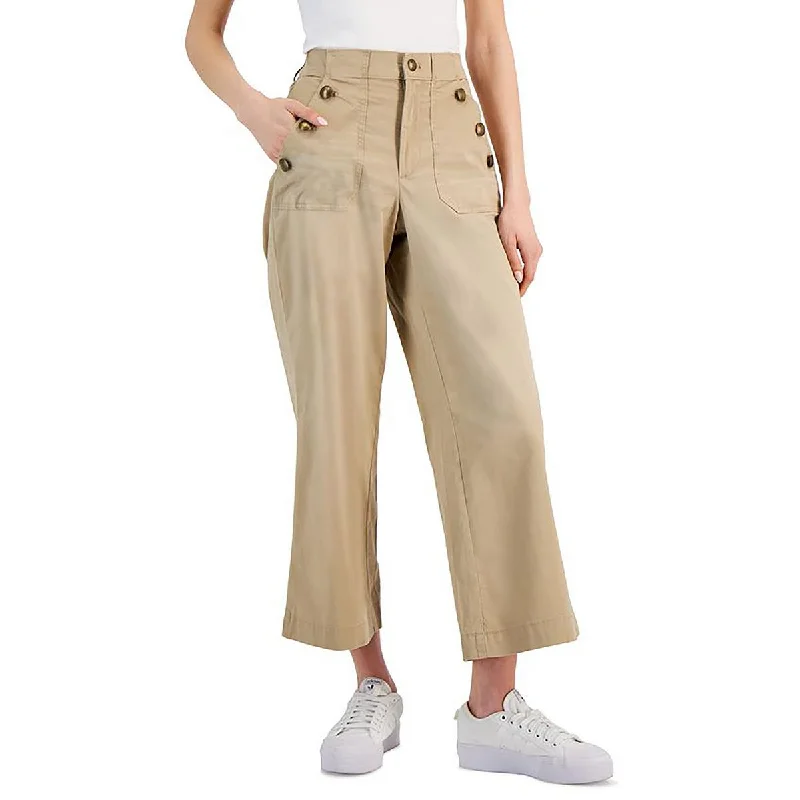 Women's Jodhpurs with Shawl CollarWomens High Rise Khaki Wide Leg Pants