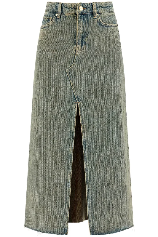 Women's Elegant SkirtsGanni Women's Long Overdyed blue Maxi Skirt