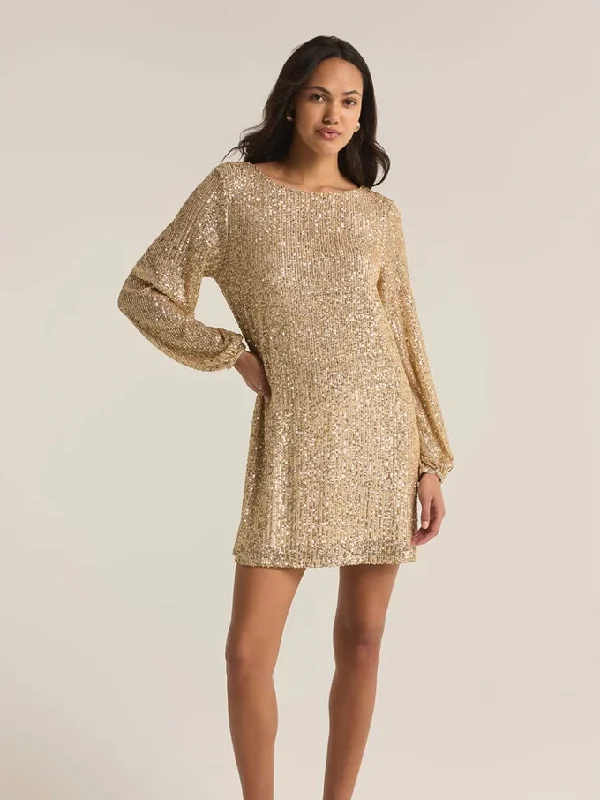 Women's Notched Collar DressesZ SUPPLY - Andromeda Sequin Mini Dress