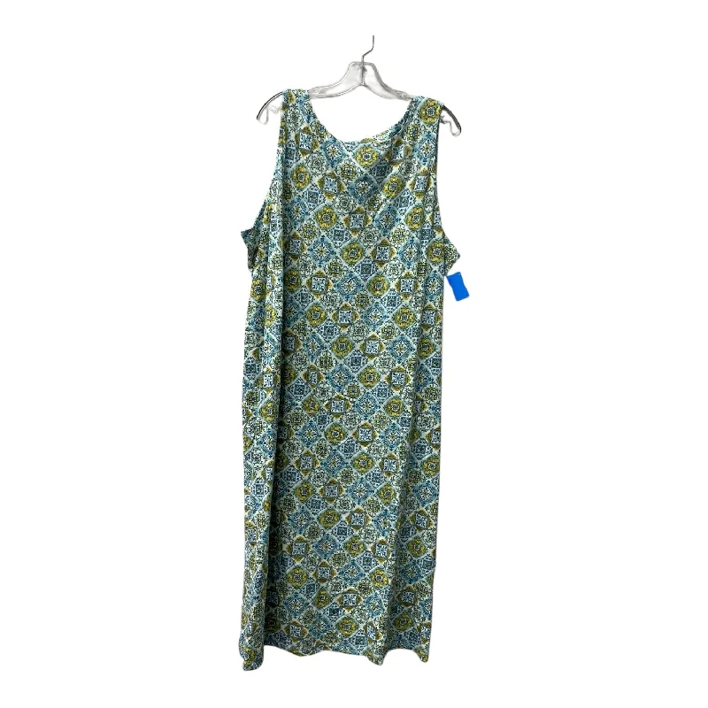 Women's Mandarin Collar DressesDress Casual Maxi By Denim And Company In Blue & Yellow, Size:3