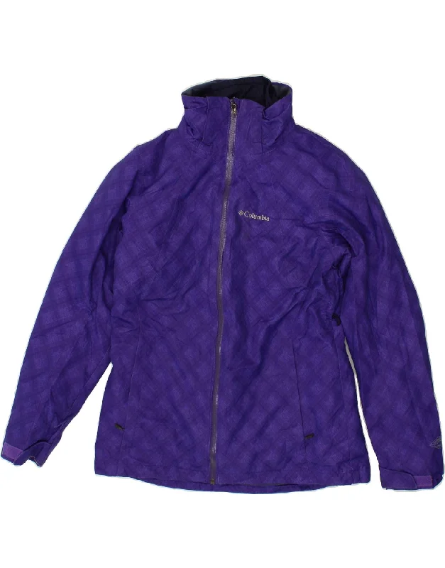 Women's Blazer CoatsCOLUMBIA Womens Rain Jacket UK 12 Medium Purple Argyle/Diamond Polyester