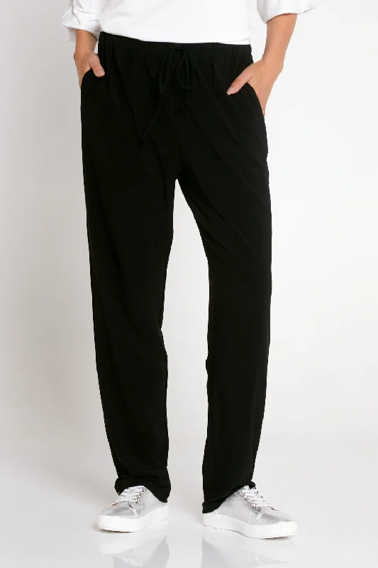 Women's Jodhpurs with Mandarin CollarLuxe Drawstring Jersey Pants - Black