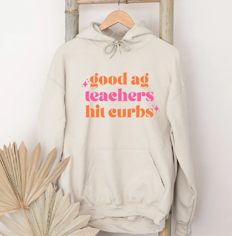 Women's Hooded Sweatshirts with Velvet LiningGood Ag Teachers Hit Curbs Pink/ Orange Hoodie (S-3XL) Unisex - Multiple Colors!