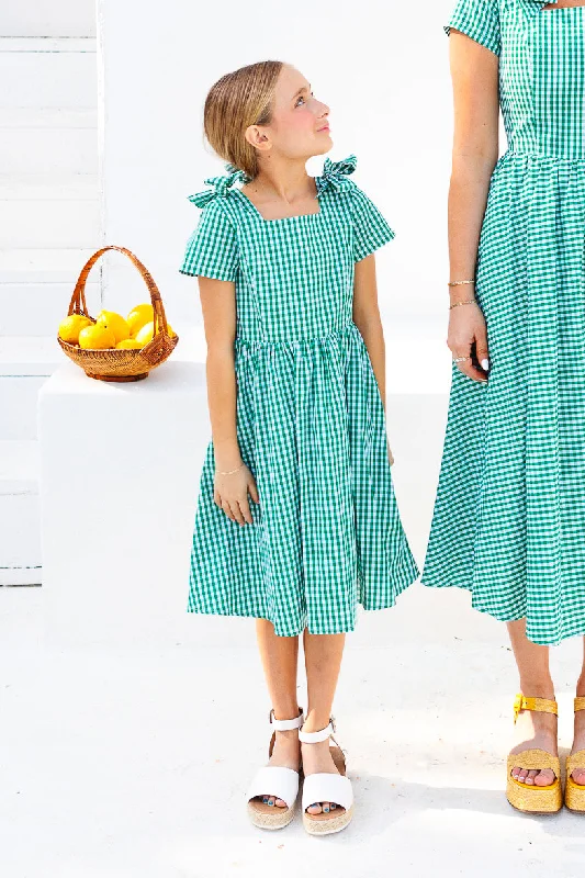 Women's Sweetheart-Neck DressesMini Blakely Dress in Green Gingham - FINAL SALE