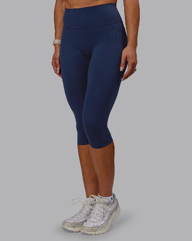 Women's Jodhpurs with V-Shaped HemFusion 3/4 Length Leggings with Pockets - Future Navy