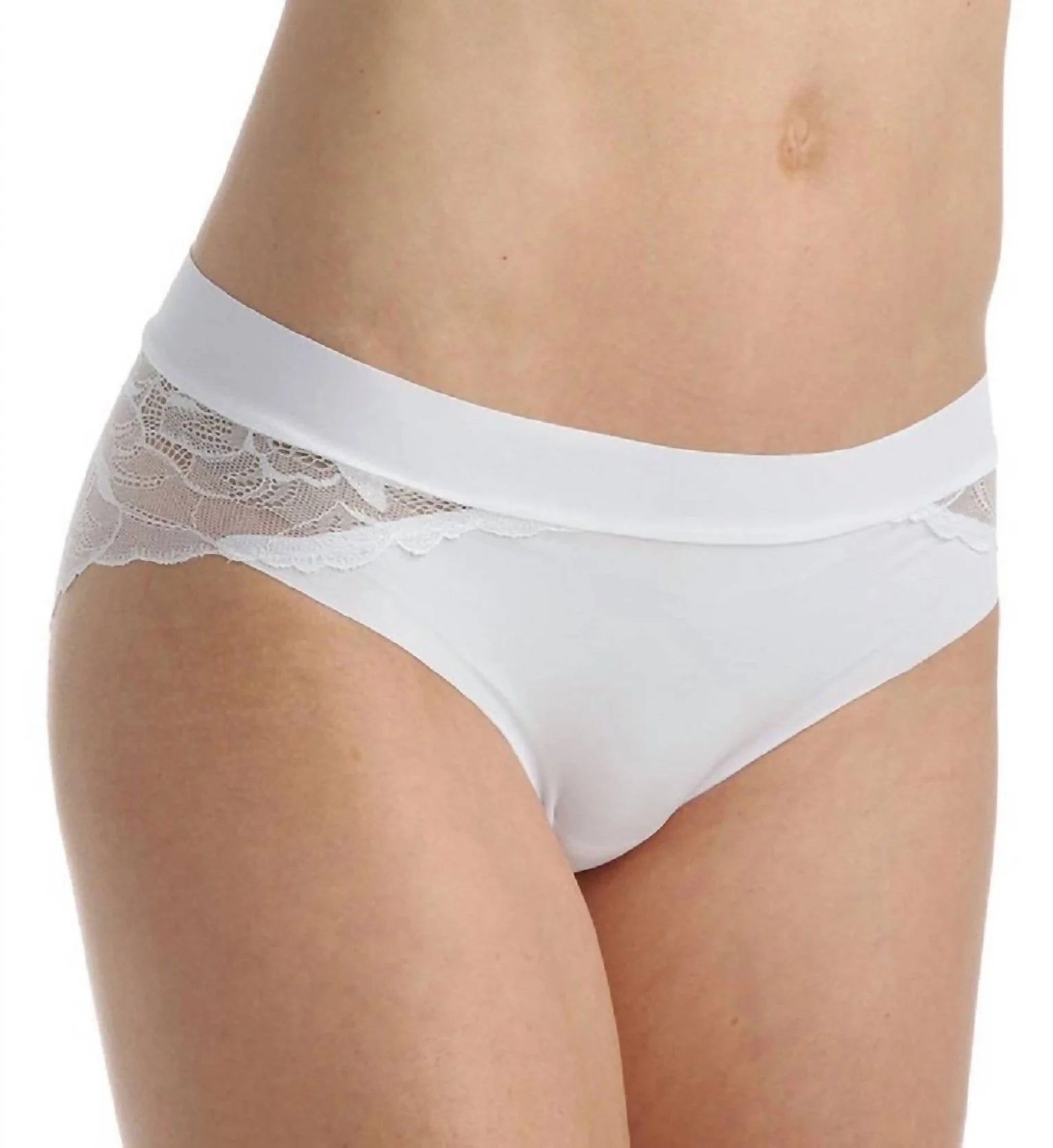 stretchable satin panties with a sheer lace waistbandLove + Lust All Lace Back Bikini Panty