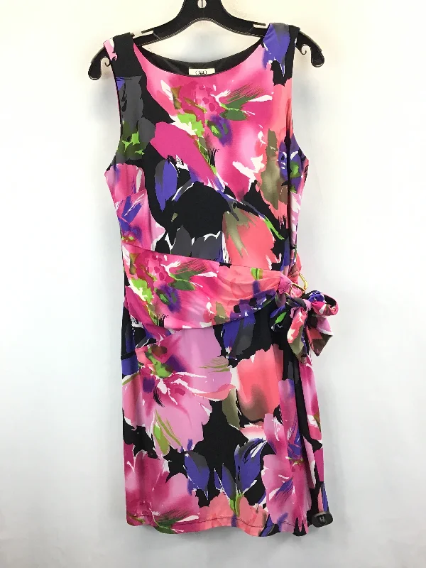 Women's Lapel Collar DressesFloral Print Dress Casual Short Cato, Size M