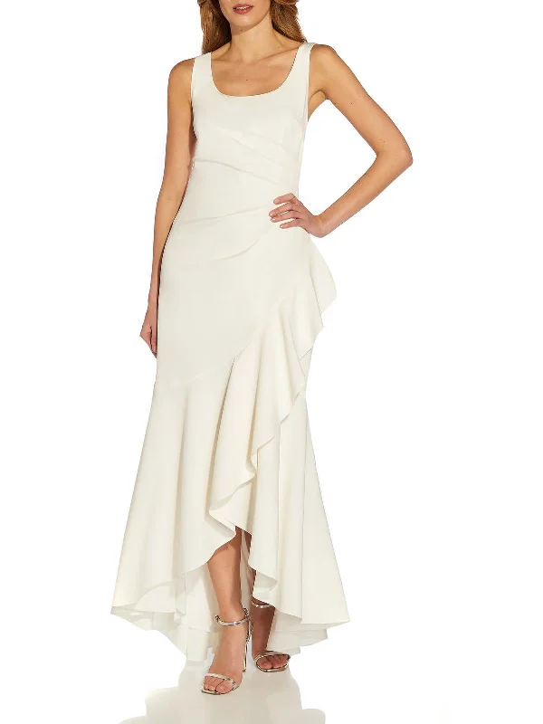 Women's Bell-Sleeve DressesLuna Womens Crepe Ruffled Evening Dress