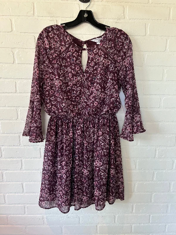 Women's Shirt Collar DressesPurple Dress Casual Short Lots of Love, Size L