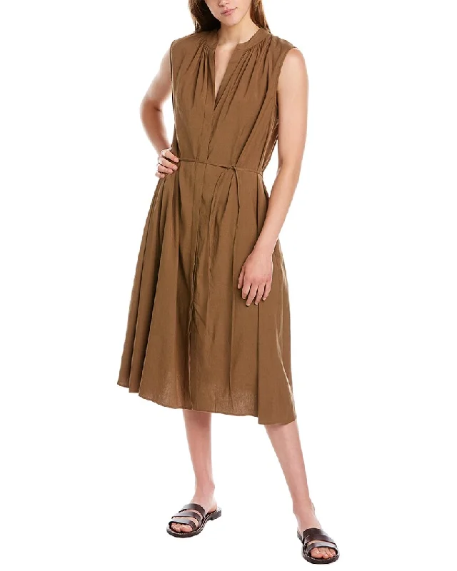 Women's Keyhole Collar DressesVince Linen-Blend Shift Dress