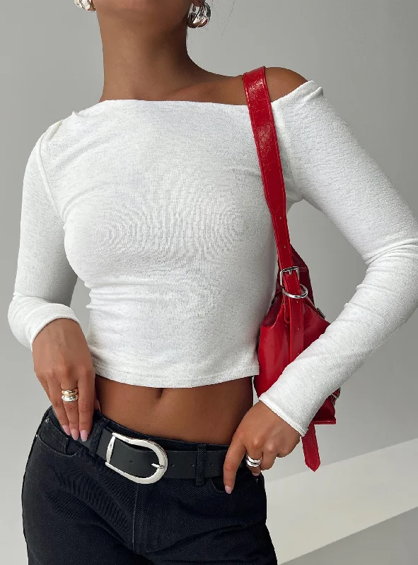 Women's Blouse with Narrow CollarMalian Long Sleeve Top White