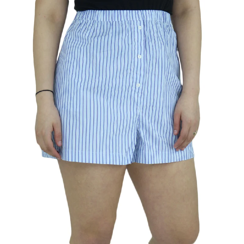 women's button-down pajama shirtsWomen's Striped Sleepwear Short,Blue