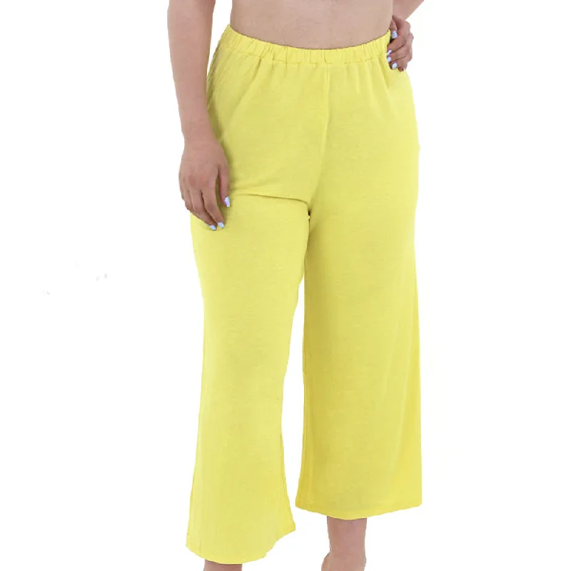 women's pajamas with a sophisticated, modern twistWomen's Wide Leg Crop Sleepwear Pant,Yellow