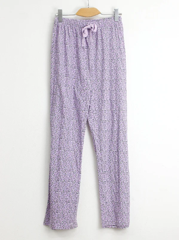 women's pajamas featuring floral embroideryWomen's Printed Sleepwear Pants,Light Purple