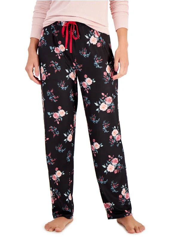 women's pajamas for the holidaysWomen's Floral Printed Sleepwear Pants,Black