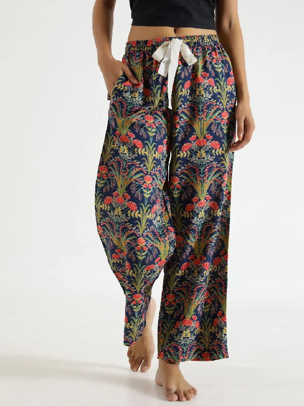 women's pajamas for those who seek ultimate relaxationIndigo  Printed Pure Cotton Lounge Pants