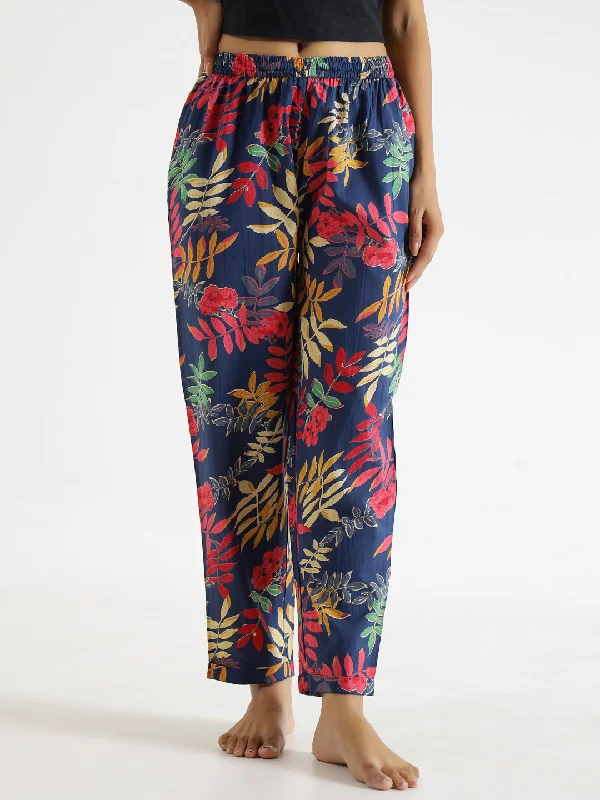 women's pajamas for those who love comfortIndigo  Printed Pure Cotton Lounge Pants