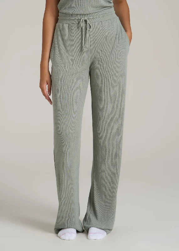 women's pajamas with pockets on legsOpen-Bottom Waffle Lounge Pants for Tall Women in Seagrass