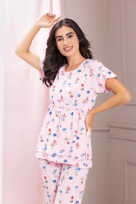 women's pajama sets with matching robesFloral Cotton Night suit