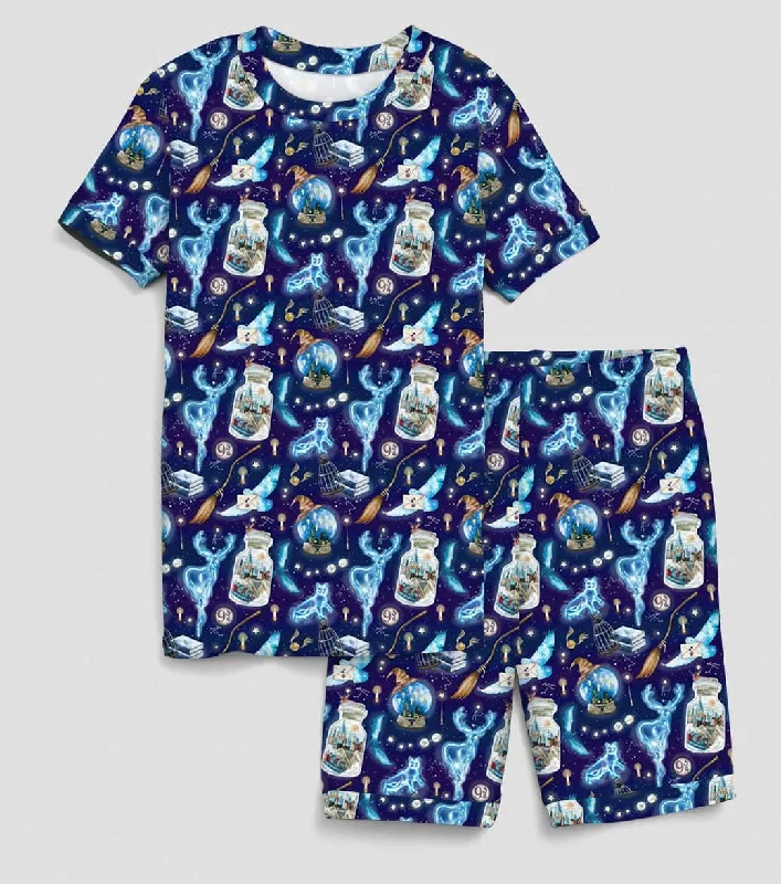 women's pajamas with a touch of whimsical fun[Pre Order] Whimsical & Wild Expecto - Bamboo Short Sleeve Short Lounge Set (EST SHIP LATE MARCH)