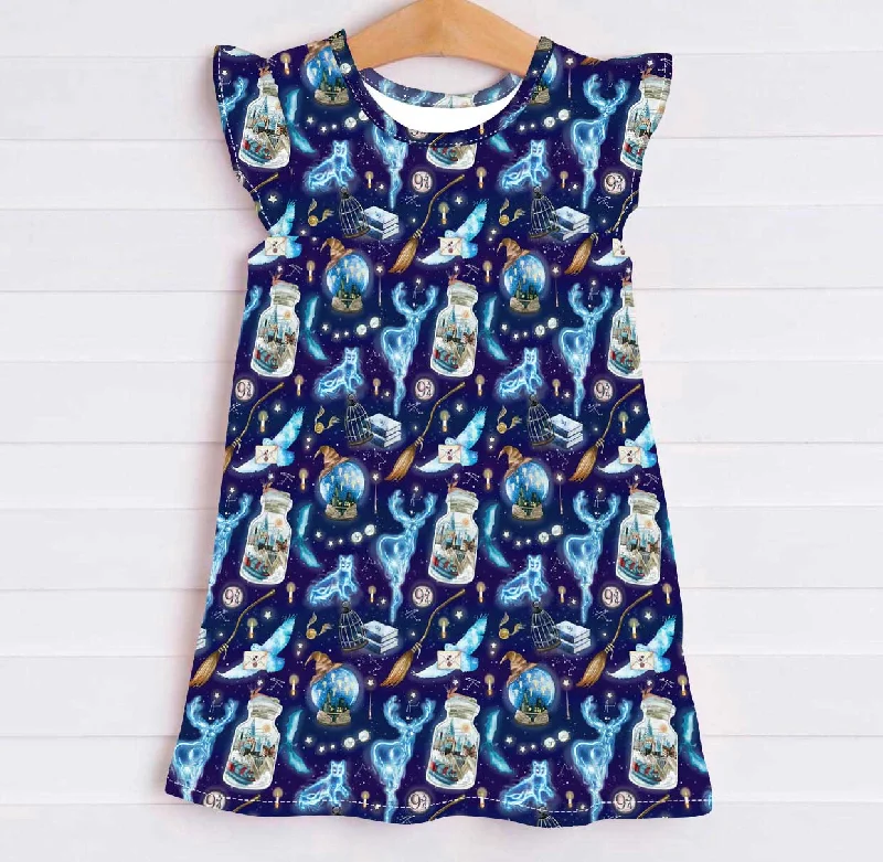 women's pajamas with a sophisticated, modern twist[Pre Order] Whimsical & Wild Expecto - Girls Bamboo Slumber Dress (EST SHIP LATE MARCH)