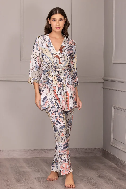 affordable women's pajama setsPrinted Pj set with Robe