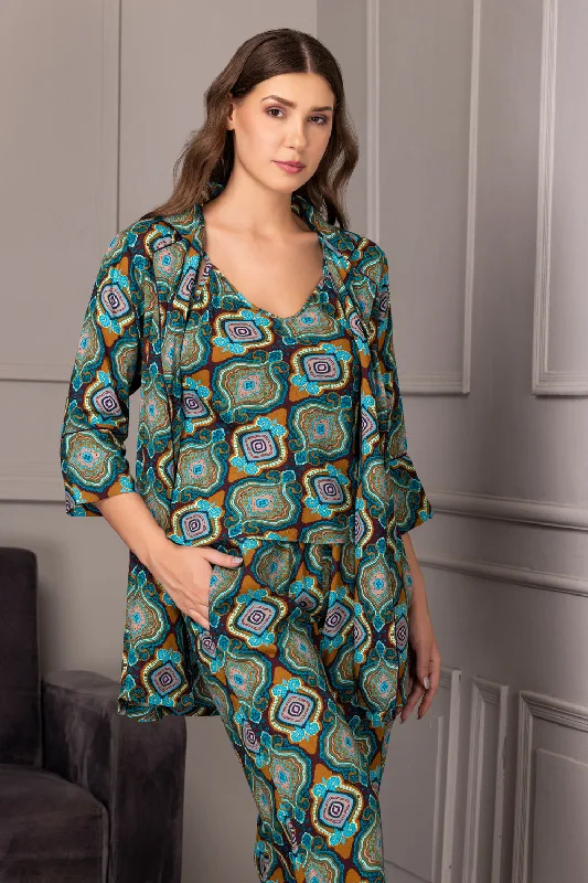 high-quality women's pajama setsPrinted Pj set with Robe