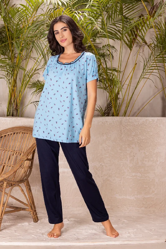 women's pajamas made from organic cottonPure Cotton Front Gathers Night suit