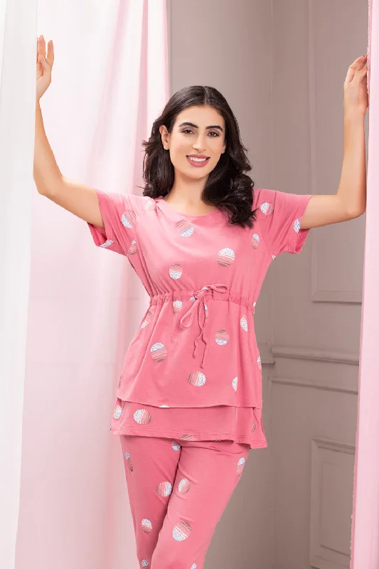 women's button-down pajama shirtsSummer Pink cotton Pj set