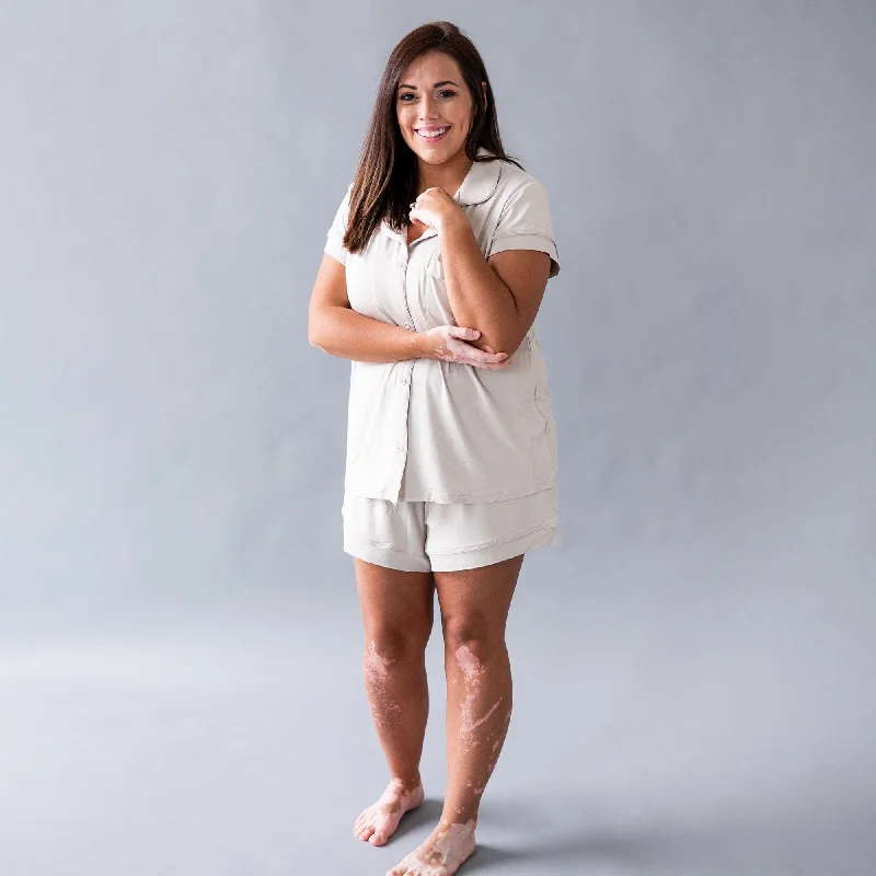 women's pajamas with a comfortable fitWomen’s Short Sleeve Pajama Set in Oat