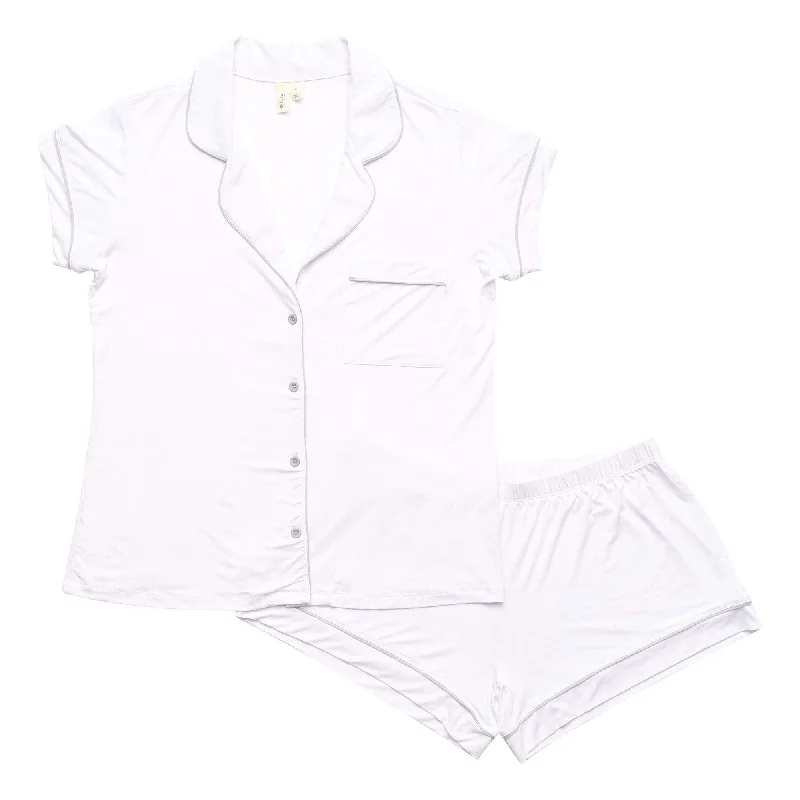 women's pajamas with hidden pocketsWomen’s Short Sleeve Pajama Set in Snow with Storm Trim