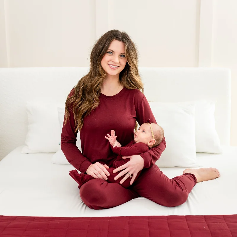 women's pajamas with built-in braWomen's Jogger Pajama Set in Burgundy