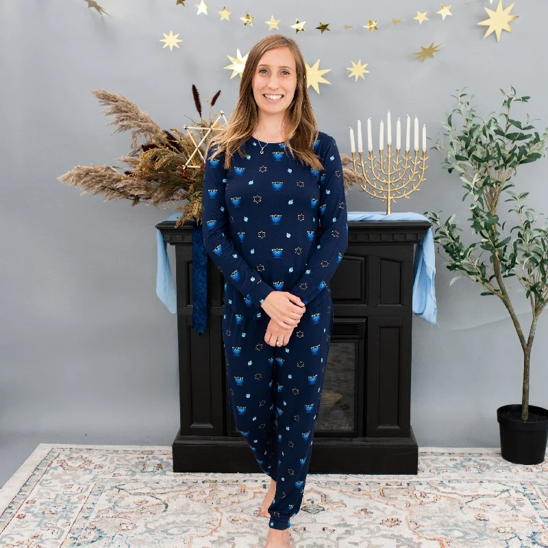 women's pajamas for movie nightsWomen's Jogger Pajama Set in Hanukkah